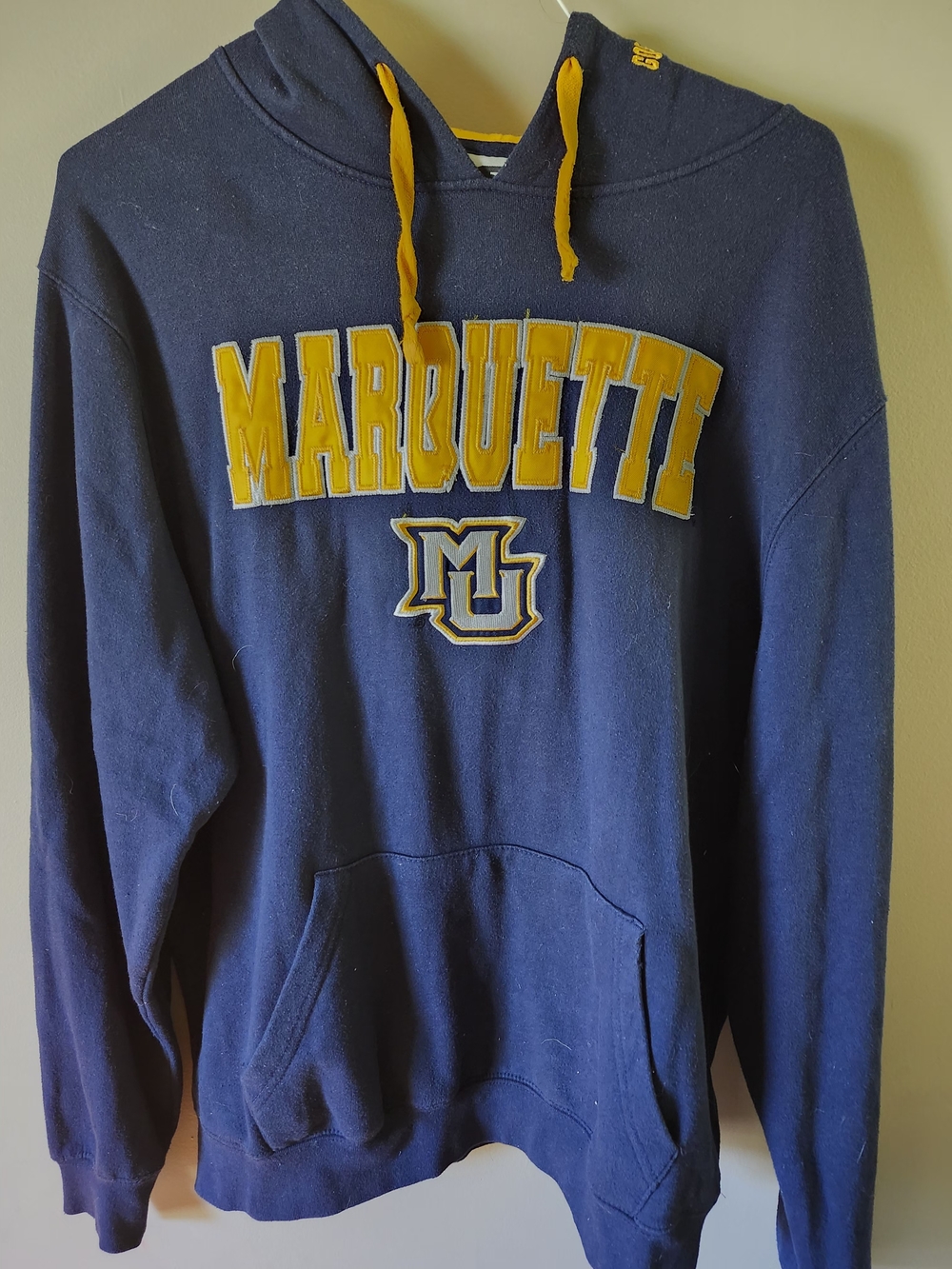 Marquette Navy & Gold Hoodie Sweatshirt *Large